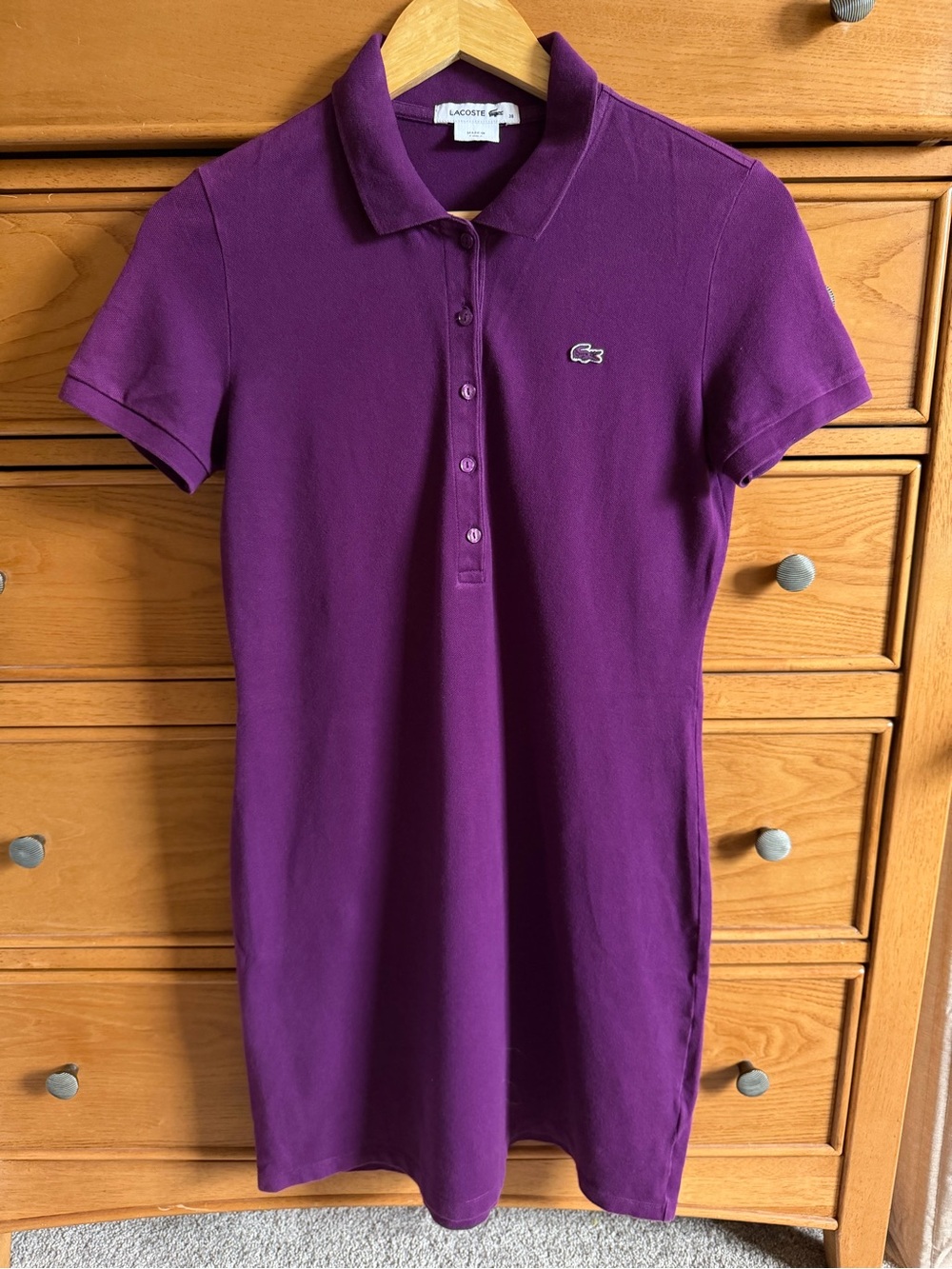 Lacoste Button Down Polo Womens Pique Polo Shirt Dress Size 38 Preppy Y2K Retro
